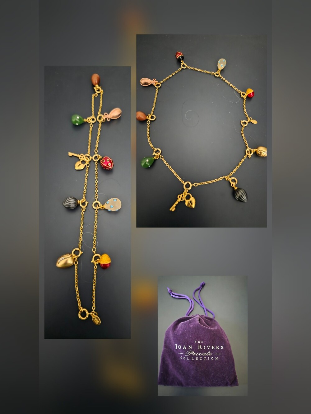 Joan Rivers Gold-Tone Multicolor Detachable Mini-Egg Charm Necklace